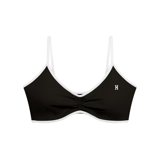 Women's Color Block Ruched V-Neck Sports Bra