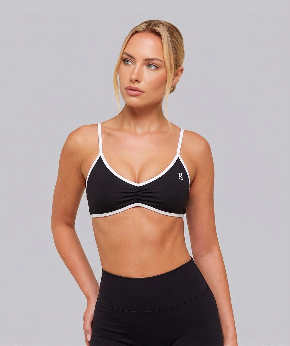 Women's Color Block Ruched V-Neck Sports Bra