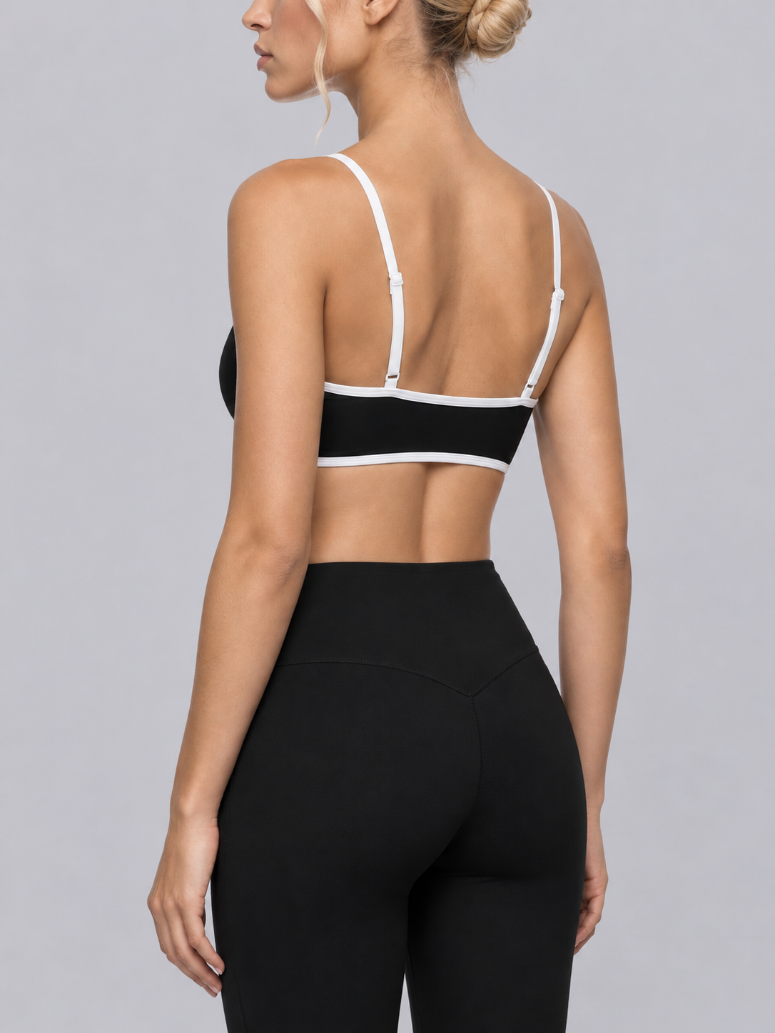 Women's Color Block Ruched V-Neck Sports Bra